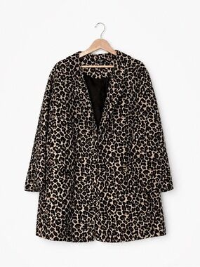 Lord & Taylor Leopard Print Open Jacket – 1X – Statement Blazer Coat